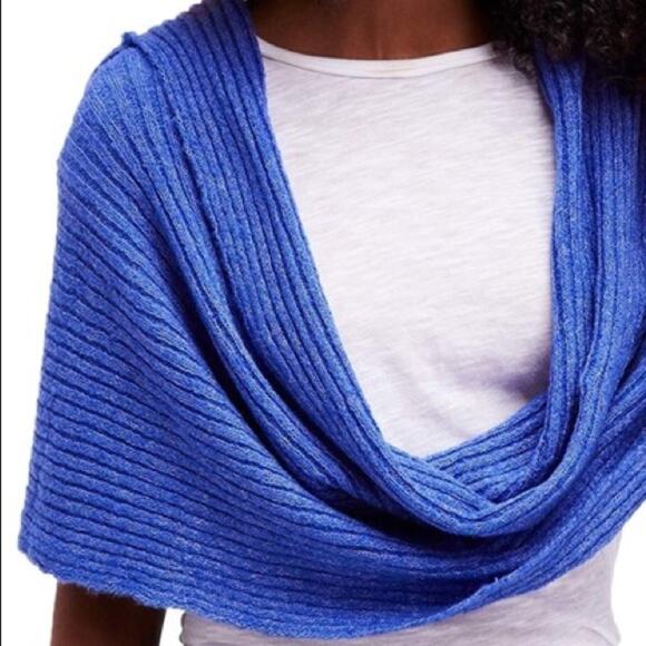 Free People Bottom Aline Hooded Rib Cowl in Blue - Picture 2 of 6
